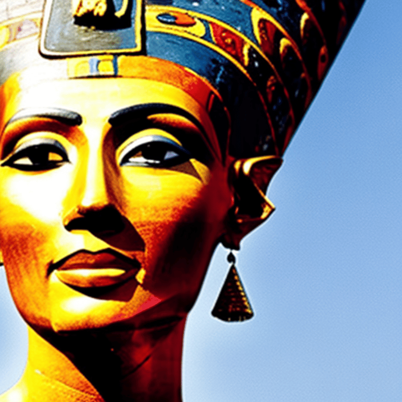 A painting of the Ancient Egyptian queen Nefertiti, a renowned symbol of beauty