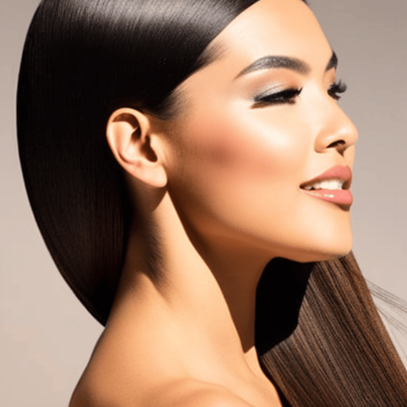 Image of a woman with a sleek, straight hairstyle