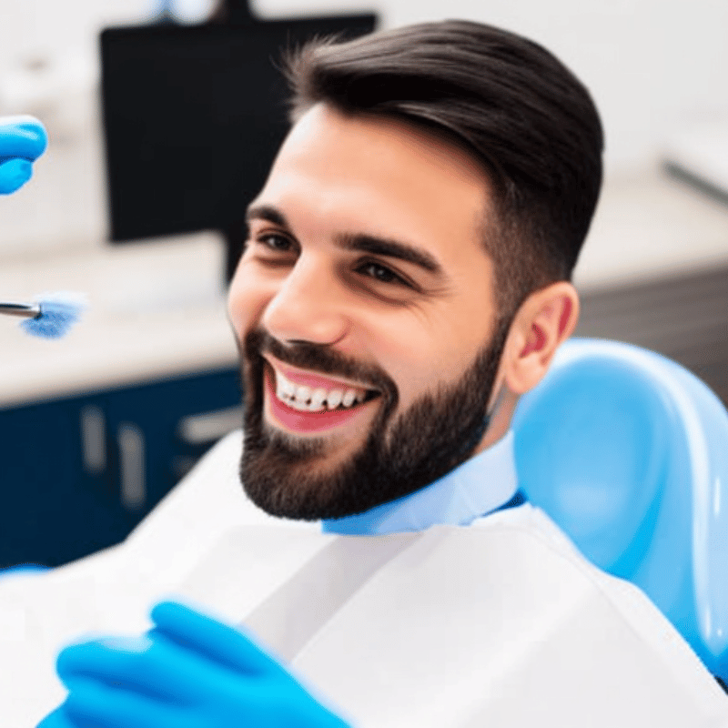 Photo of a dentist performing a dental cleaning